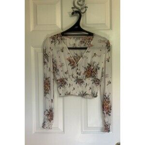 Jolt‎ Floral Smocked Cropped Blouse Sz Small